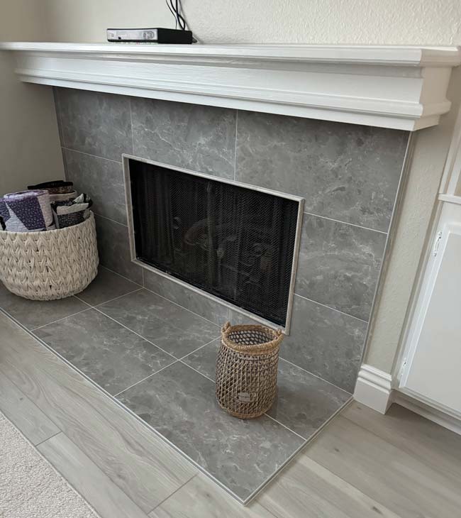 Custom built fireplace with mantle